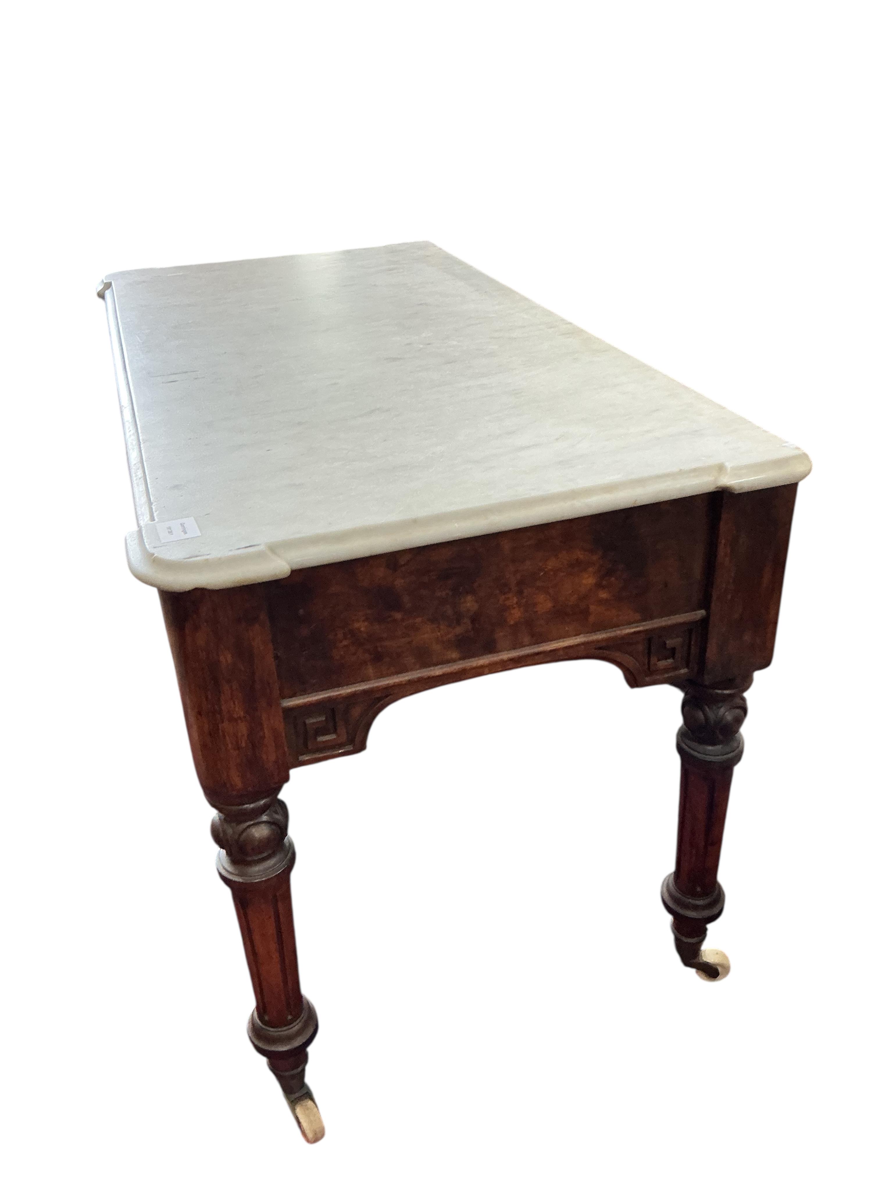 A Victorian mahogany marble top washstand, width 120cm, depth 60cm, height 74cm